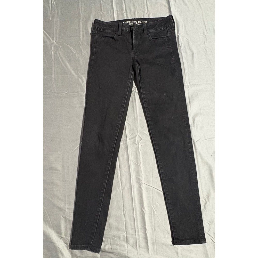 American Eagle Super Super Stretch X Jeggings Black Skinny Jeans Womens 4 Long